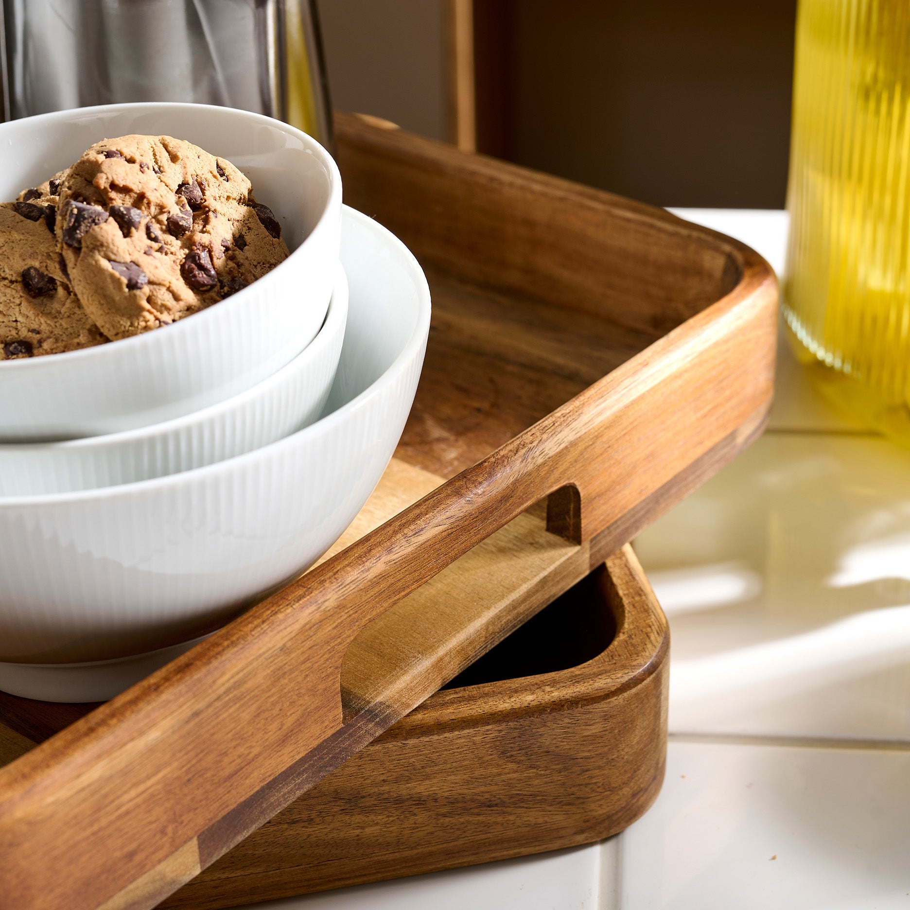 Auri Akazienholz Tablett mit Griff